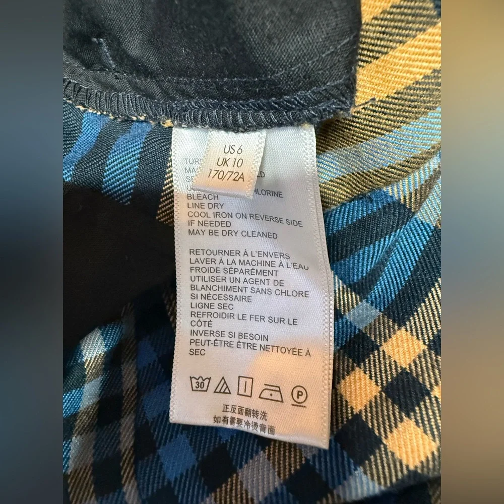 Urban Outfitters Claire Blue Yellow Plaid Y2K Cropped Pants Women SZ 6 - Picture 9 of 10